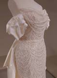 Classic Bridal Gown Mermaid Off The Shoulder Sequin White Wedding Dresses Minimalist Bridal Gowns HZ1121