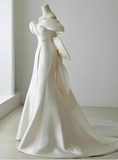 Ethereal Wedding Dress Ball Gown Off The Shoulder Satin Wedding Dresses Bridal Gowns HZ1121