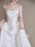 Ethereal Wedding Dress Ball Gown Strapless White Satin Wedding Dresses Bridal Gowns HZ1121