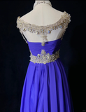 Elegant Glamour A Line Royal Blue Chiffon Long Prom Dress Party Dress Evening Dresses HZ1121