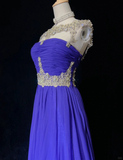 Elegant Glamour A Line Royal Blue Chiffon Long Prom Dress Party Dress Evening Dresses HZ1121