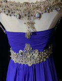 Elegant Glamour A Line Royal Blue Chiffon Long Prom Dress Party Dress Evening Dresses HZ1121