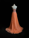 Vintage A Line Sweetheart Chiffon Orange Long Prom Dress Party Dress Evening Dresses HZ1121