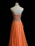 Vintage A Line Sweetheart Chiffon Orange Long Prom Dress Party Dress Evening Dresses HZ1121