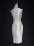 Classic Bridal Gown Sheath Short Satin White Wedding Dresses Minimalist Bridal Gowns HZ1121