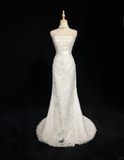 Classic Bridal Gown Mermaid Spaghetti Straps Satin White Wedding Dresses Minimalist Bridal Gowns HZ1121