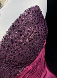 Vintage A Line Sweetheart Pink Slit Satin Long Prom Dress Party Dress Evening Dresses HZ1121