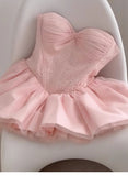 Cute Ball Gown Sweetheart Pink Lace Short Summer Birthday Dress Hoco Dress Birthday Outfit 21st Birthday Mini Party Dresses HZ1121