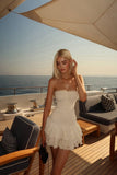 Cute Sheath Strapless White Lace Short Summer Birthday Dress Hoco Dress Birthday Outfit 23rd Birthday Mini Party Dresses HZ1121