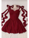 Cute A line Straps Short Burgundy Summer Birthday Dress Hoco Dress Birthday Outfit 23rd Birthday Party Dresses HZ1121
