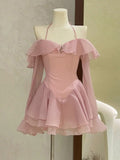 Cute A line Scoop Short Pink Chiffon Summer Birthday Dress Hoco Dress Mini Birthday Outfit 23rd Birthday Party Dresses HZ1121