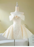 Cute Ball Gown Short Sleeves Sequin White Summer Birthday Dress Hoco Dress Mini Birthday Outfit 23rd Birthday Party Dresses HZ1121
