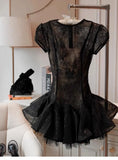 Cute A line Scoop Short Short Sleeves Lace Summer Birthday Dress Hoco Dress Mini Birthday Outfit 21st Birthday Party Dresses HZ1121