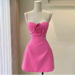 Cute A line Short Hot Pink Satin Summer Birthday Dress Hoco Dress Mini Birthday Outfit 23rd Birthday Party Dresses HZ1121