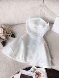 Cute A line Halter White Summer Homecoming Dress Hoco Dress Mini 16th Birthday Outfit Cocktail Dresses HZ1121
