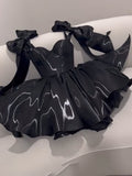 Cute A line Black Straps Summer Homecoming Dress Satin Hoco Dress Mini 18th Birthday Outfit Cocktail Dresses HZ1121