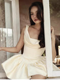 Cute A line Strapless Satin Ivory Short Summer Homecoming Dress Hoco Dress Mini 16th Birthday Outfit Cocktail Dresses HZ1121