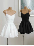 Simple A line Spaghetti Straps Black Lace Short Homecoming Dress Summer Hoco Dresses Cocktail Dress HZ1121