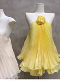 Cute A line Halter Yellow Summer Homecoming Dress Chiffon Hoco Dress Mini 18th Birthday Outfit Cocktail Dresses HZ1121