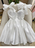 Cute A line Straps Summer White Homecoming Dress Hoco Dress Mini 20th Birthday Outfit Cocktail Dresses HZ1121