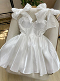 Cute A line Straps Summer White Homecoming Dress Hoco Dress Mini 20th Birthday Outfit Cocktail Dresses HZ1121