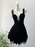 Cute A line Short Homecoming Dress Summer Black Little Black Dress Hoco Dresses Cocktail Dress For Senior Teens HZ1121