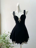 Cute A line Short Homecoming Dress Summer Black Little Black Dress Hoco Dresses Cocktail Dress For Senior Teens HZ1121