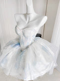 Cute Ball Gown Short Light Sky Blue Homecoming Dress Summer Hoco Dresses Cocktail Dress For Senior Teens HZ1121