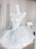 Cute Ball Gown Short Light Sky Blue Homecoming Dress Summer Hoco Dresses Cocktail Dress For Senior Teens HZ1121