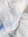 Cute Ball Gown Short Light Sky Blue Homecoming Dress Summer Hoco Dresses Cocktail Dress For Senior Teens HZ1121