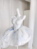 Cute Ball Gown Short Light Sky Blue Homecoming Dress Summer Hoco Dresses Cocktail Dress For Senior Teens HZ1121