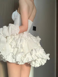 Cute Ball Gown Sweetheart Short White Homecoming Dress Summer Hoco Dresses Cocktail Dress For Senior Teens HZ1121