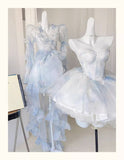 Pretty Ball Gown Short Light Sky Blue Homecoming Dress Summer Hoco Dresses Cocktail Dress For Senior Teens HZ1121