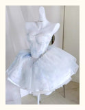 Pretty Ball Gown Short Light Sky Blue Homecoming Dress Summer Hoco Dresses Cocktail Dress For Senior Teens HZ1121