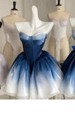 Pretty Ball Gown Short Ombre Blue Homecoming Dress Summer Hoco Dresses Cocktail Dress For Senior Teens HZ1121