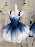 Pretty Ball Gown Short Ombre Blue Homecoming Dress Summer Hoco Dresses Cocktail Dress For Senior Teens HZ1121