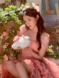 Cute Ball Gown Off The Shoulder Pink Lace Short Homecoming Dress Summer Pink Hoco Dresses Cocktail Dress For Senior Teens HZ1121