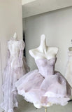Pretty Ball Gown Short Lilac Tulle Homecoming Dress Summer Hoco Dresses Cocktail Dress For Senior Teens HZ1121