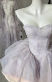 Pretty Ball Gown Short Lilac Tulle Homecoming Dress Summer Hoco Dresses Cocktail Dress For Senior Teens HZ1121
