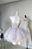 Pretty Ball Gown Short Lilac Tulle Homecoming Dress Summer Hoco Dresses Cocktail Dress For Senior Teens HZ1121
