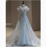 Dreamy Wedding Dress Mermaid Off The Shoulder Sequin Wedding Dresses Bridal Gowns HZ1121