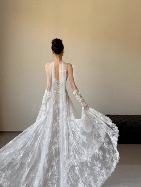 Classic Bridal Dress A line Sweetheart Lace White Wedding Dresses Minimalist Bridal Gowns HZ1121