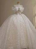 Dreamy Wedding Dress Ball Gown Off The Shoulder Sequin Wedding Dresses Bridal Gowns HZ1121