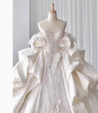 Dreamy Wedding Dress Ball Gown Off The Shoulder Satin Wedding Dresses Bridal Gowns HZ1121