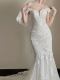 Classic Bridal Dress Mermaid Sweetheart Lace White Wedding Dresses Minimalist Bridal Gowns HZ1121
