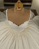Pretty Wedding Dress Ball Gown Spaghetti Straps Sequin White Long Wedding Dresses Bridal Gowns HZ1121