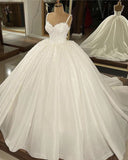 Pretty Wedding Dress Ball Gown Spaghetti Straps Sequin White Long Wedding Dresses Bridal Gowns HZ1121