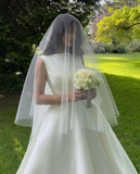 Pretty Wedding Dress Ball Gown Satin White Long Wedding Dresses Bridal Gowns HZ1121