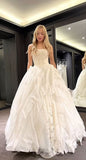 Pretty Wedding Dress Ball Gown Lace Strapless White Long Wedding Dresses Bridal Gowns HZ1121