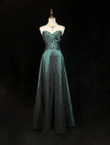 Vintage A line Sweetheart Green Long Prom Dress Party Dress Graduation Dresses Birthday Outfits HZ1121